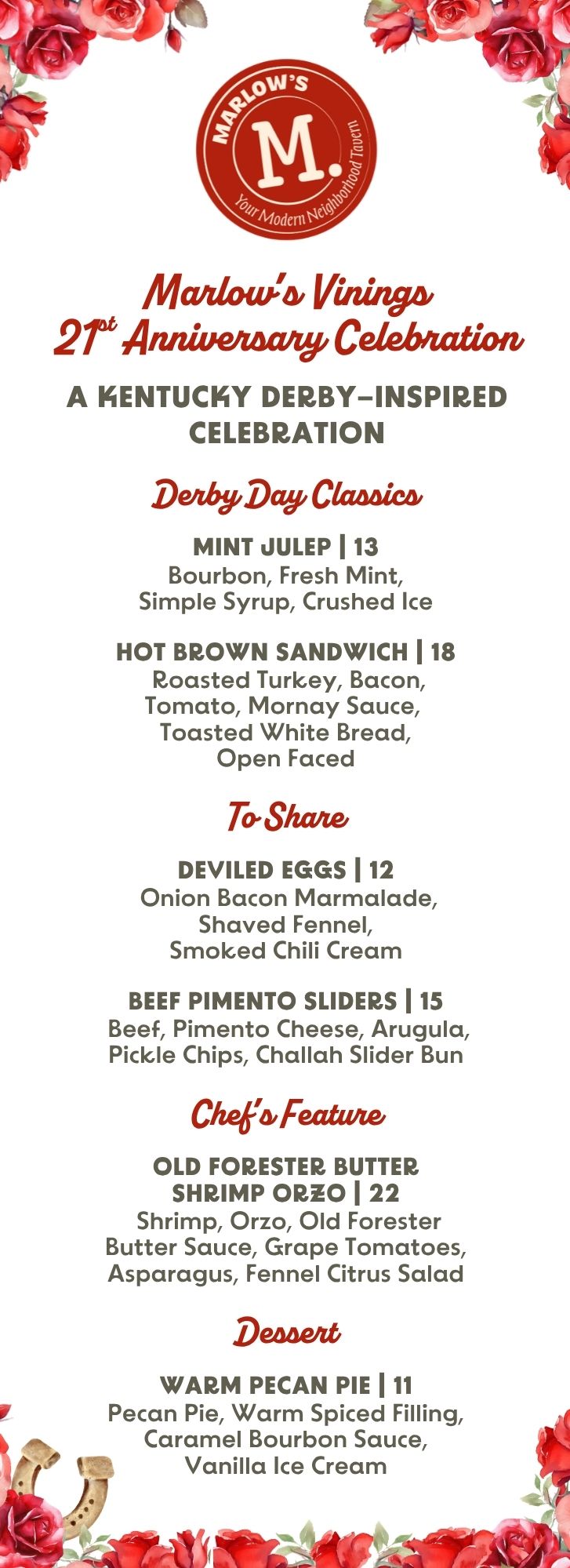 Marlow’s Vinings Derby menu